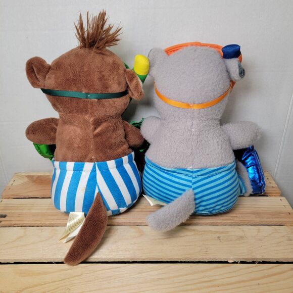 2 Pc Snorkeling Plush Buddies Monkey & Hippo - Picture 3 of 9
